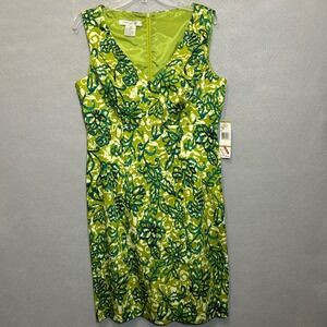 VTG Evan Picone Dress Women's 14 Y2K Floral Party Festive Art to Wear Colorful